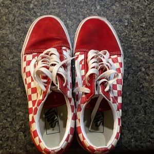 Red and white checker vans. Old Skool